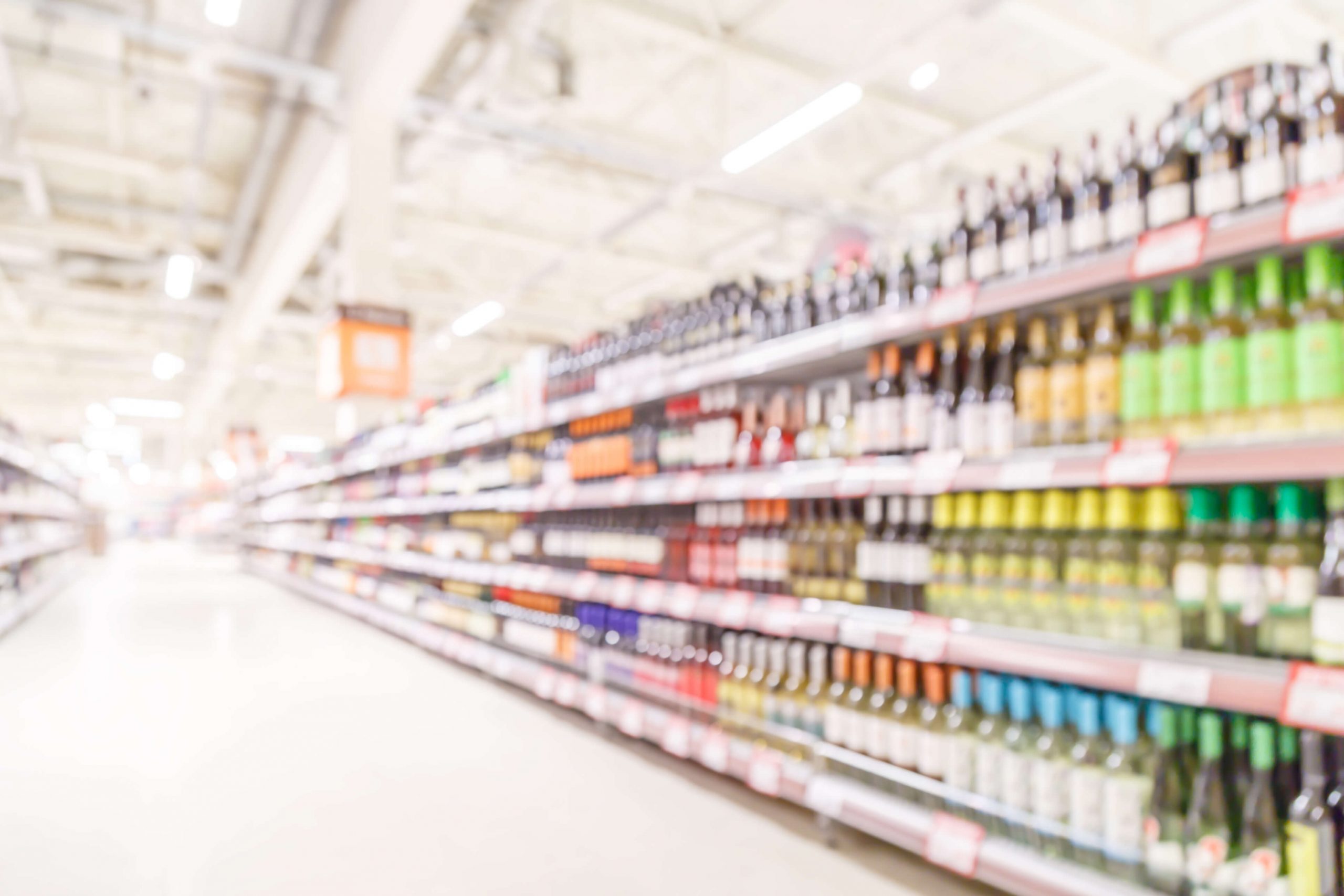 wine aisle in grocery store