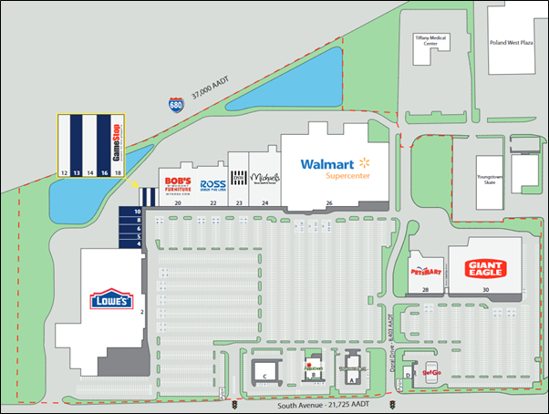 Southland Crossings in Ohio's site map after Broad Reach Retail bought and owned the space.