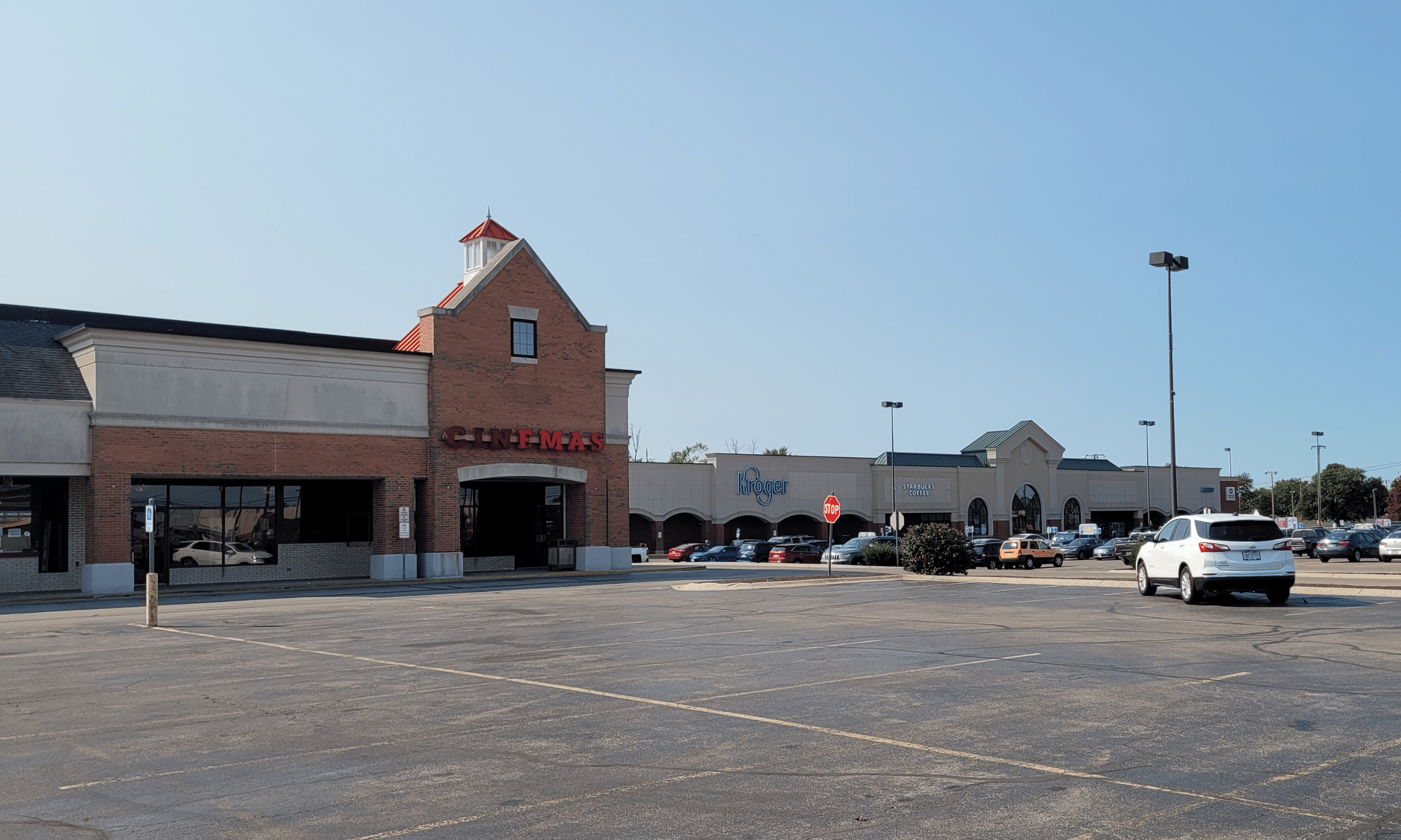 This grocery-anchored shopping center also includes a movie theater.