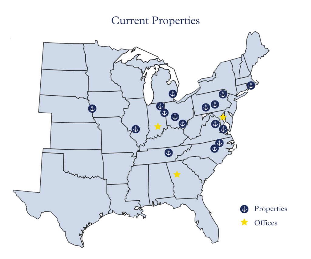 Current property locations of our shopping centers