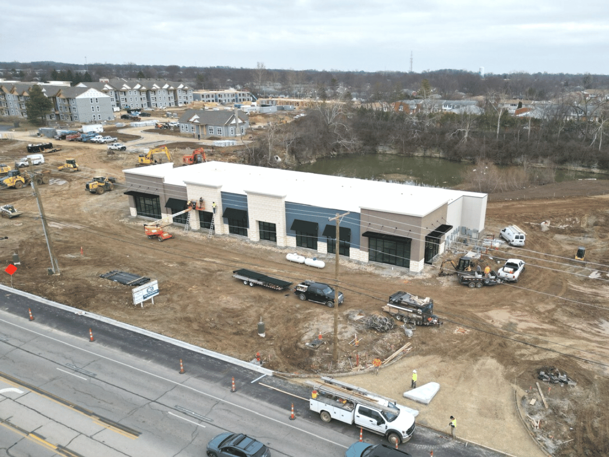 Aerial view of the new retail building at Huber Heights, OH.